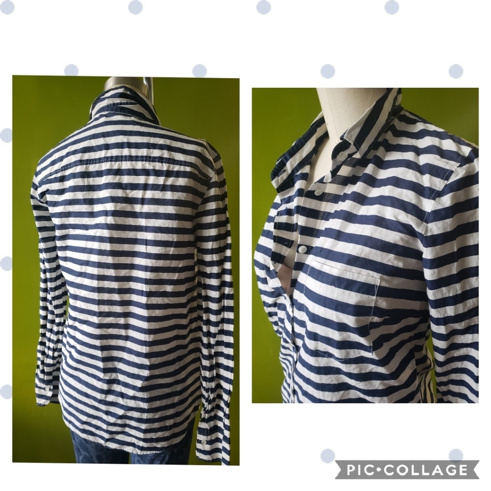 J.Crew Navy/White Boy Button Down Shirt - Picture 2 of 6